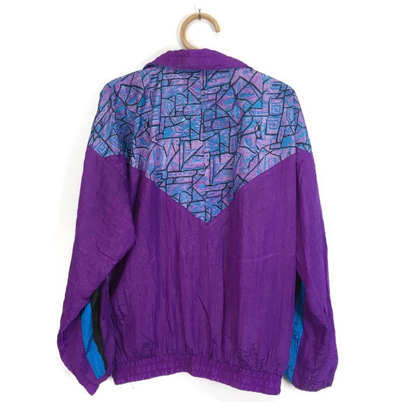 Vintage 80s 90s Active Elements purple activewear windbreaker Size Medium - Picture 3 of 4